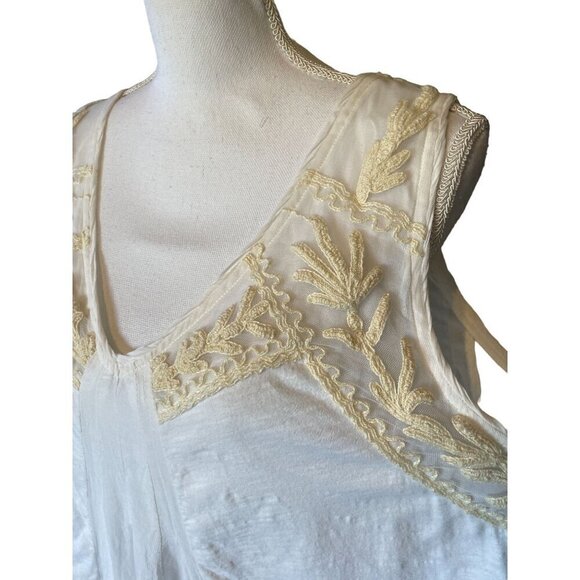 Anthropologie Meadow Rue Top XL Shirt Blouse White Embroidered Sleeveless NEW - Picture 5 of 14
